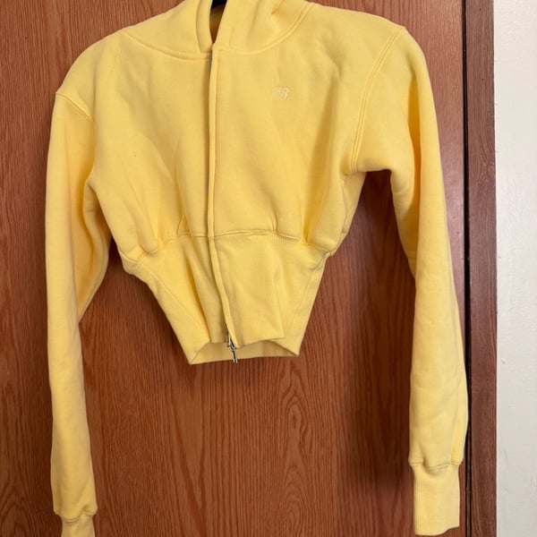 FDR-KJ Yellow Cropped Full Zip Hoodie Sweatshirt Style 6HR21208 Size Small