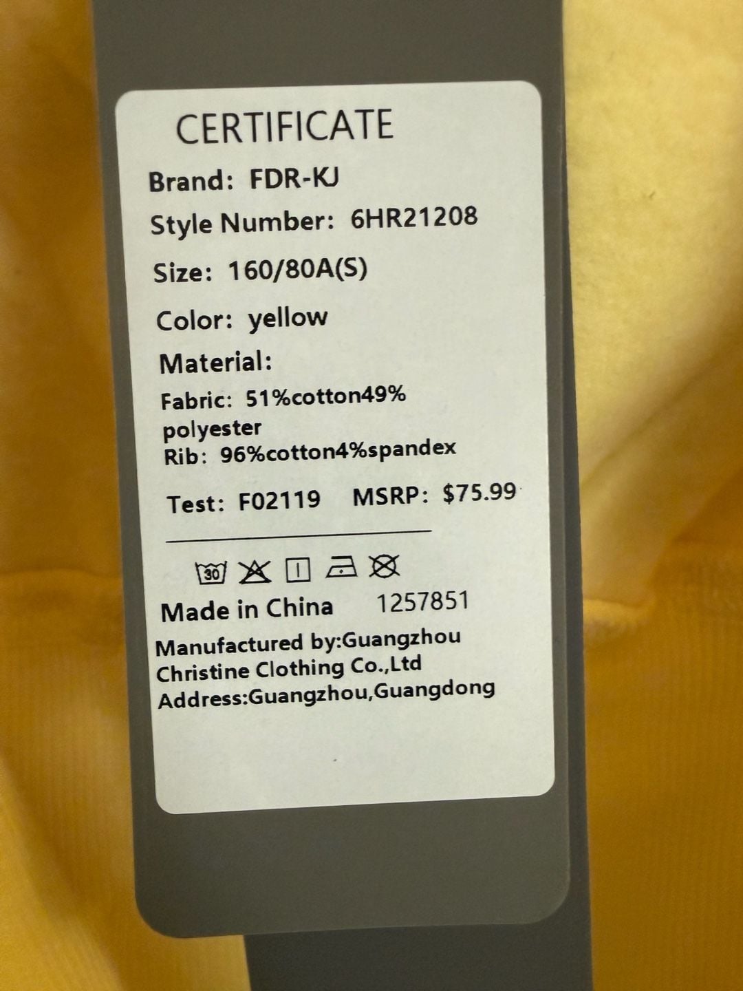 FDR-KJ Yellow Cropped Full Zip Hoodie Sweatshirt Style 6HR21208 Size Small 4