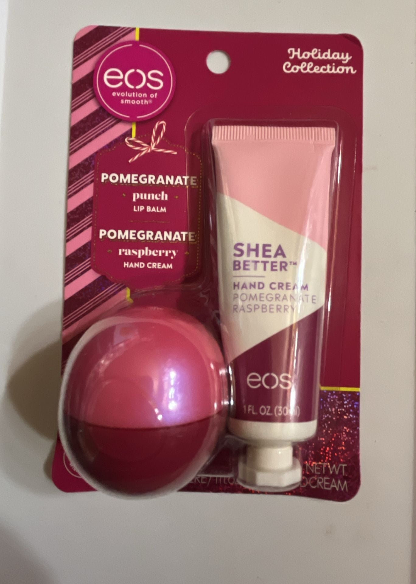 eos Holiday Collection Pomegranate Punch Lip Balm and Pomegranate Raspberry Hand Cream Gift Set 1