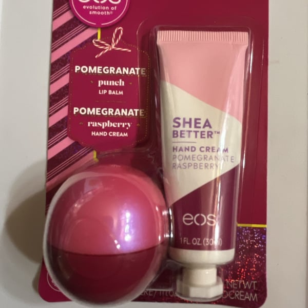 eos Holiday Collection Pomegranate Punch Lip Balm and Pomegranate Raspberry Hand Cream Gift Set