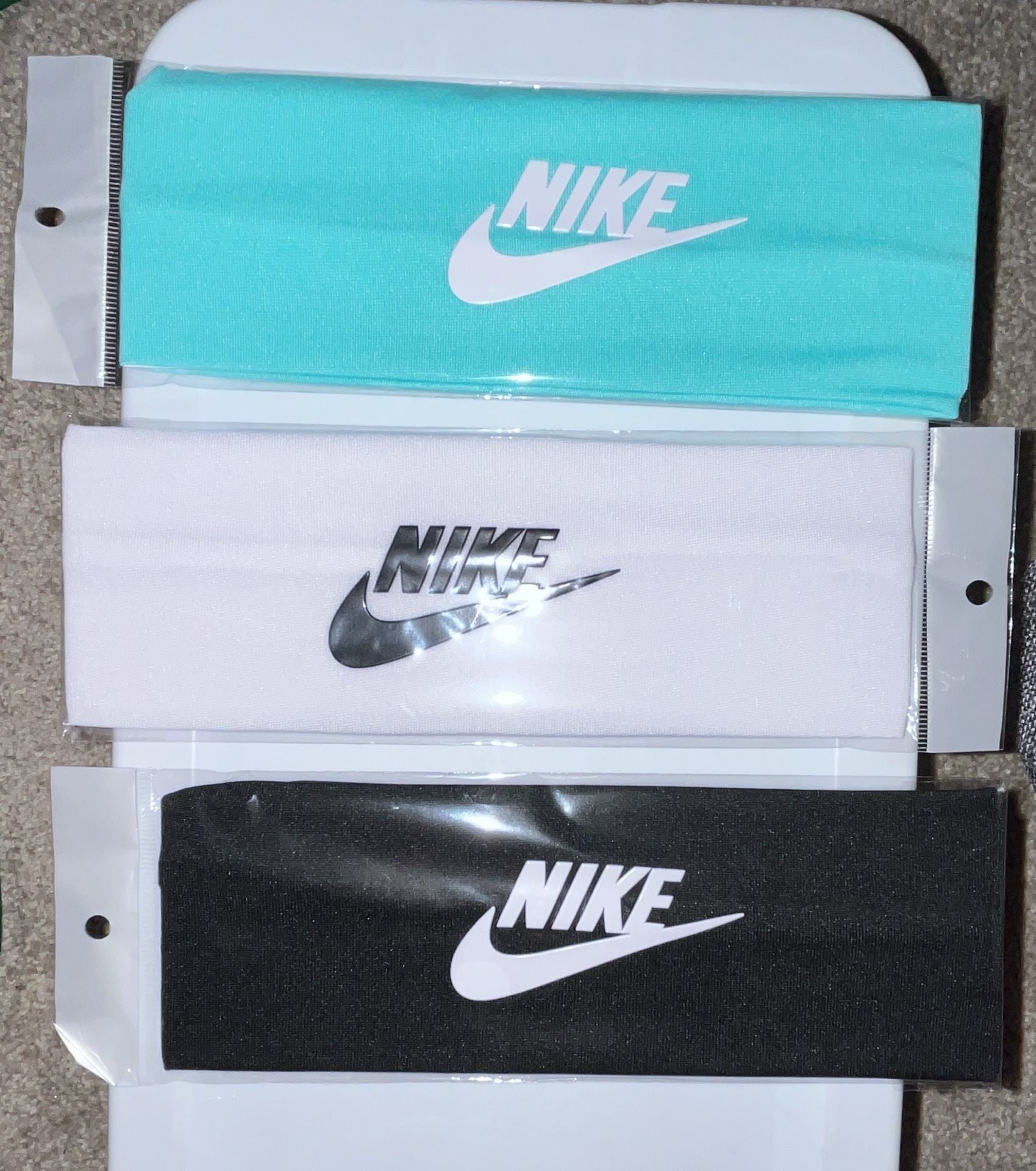 Nike Swoosh Athletic Headband 3-Pack Blue White Black 1