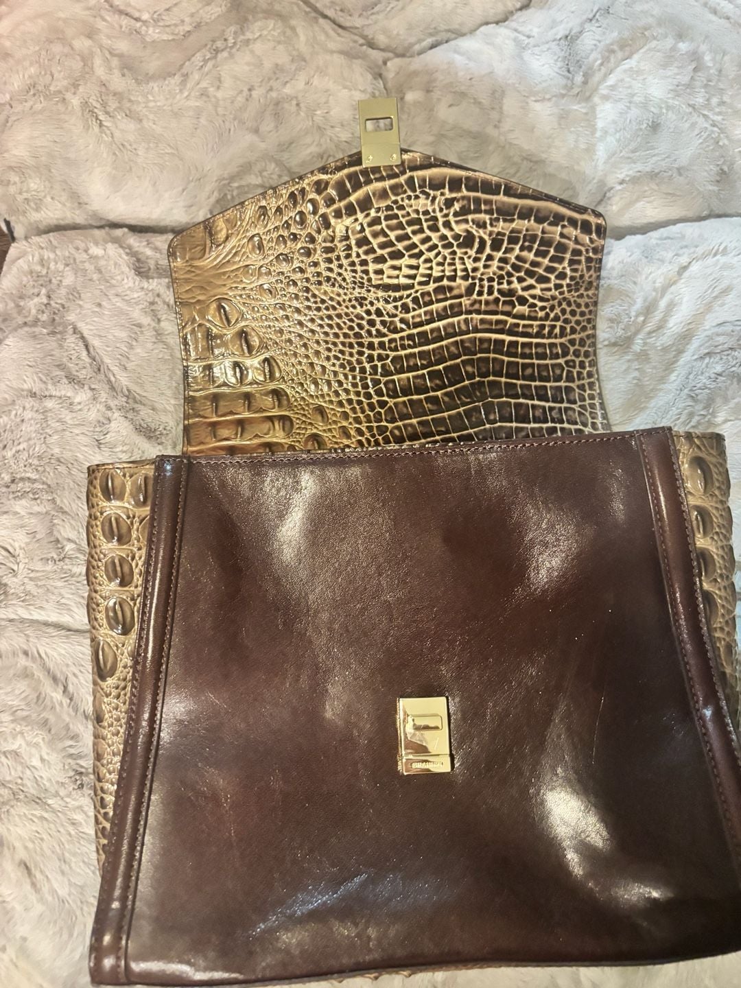 Brahmin Coffee Norland Tri-Textured Leather Ingrid Satchel 4