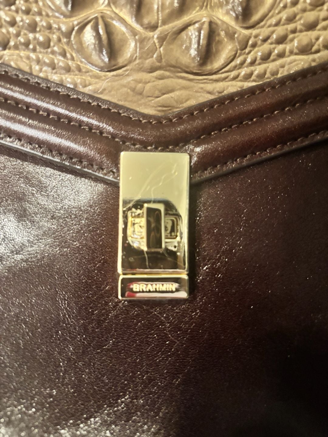 Brahmin Coffee Norland Tri-Textured Leather Ingrid Satchel 8