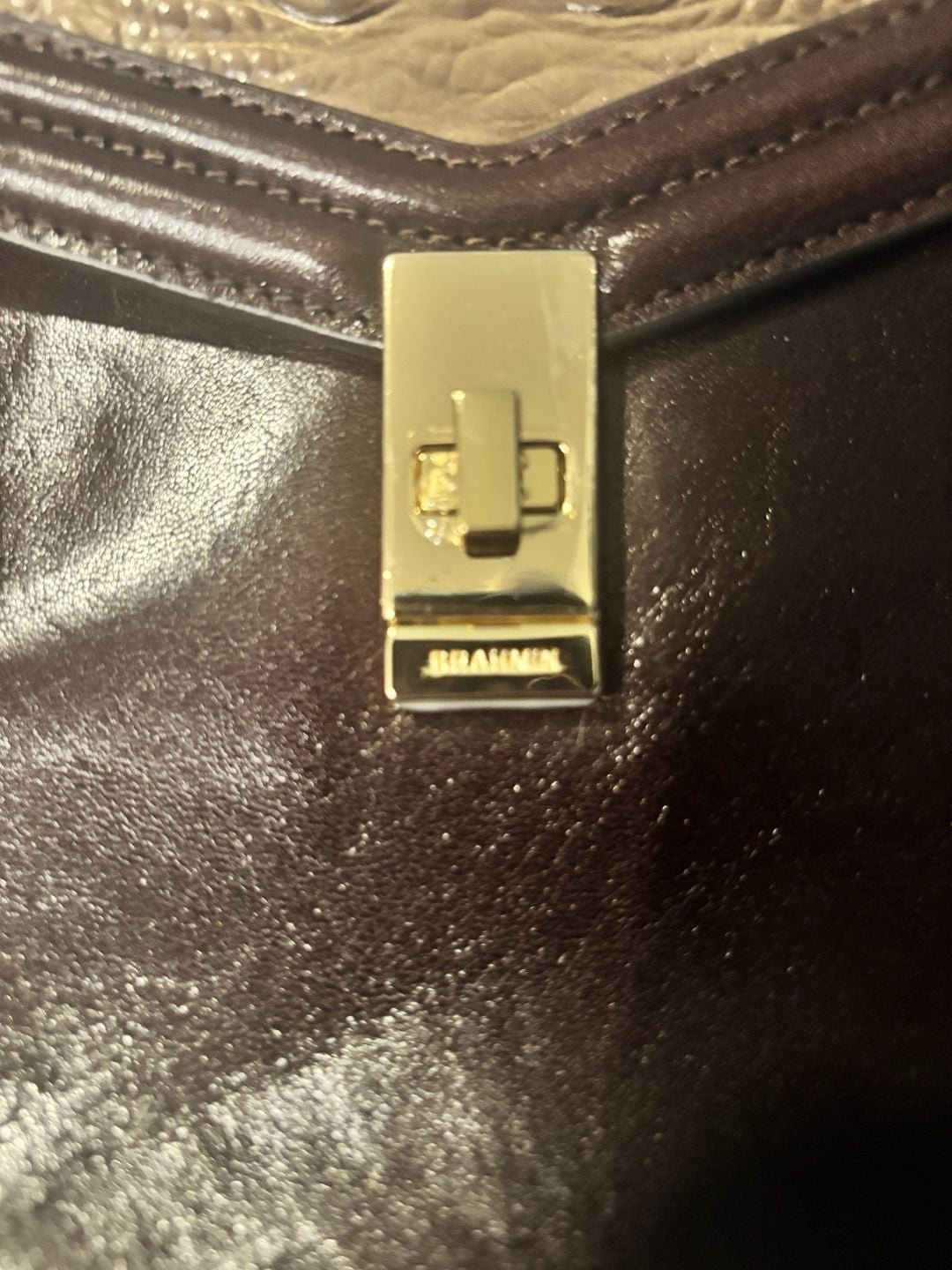 Brahmin Coffee Norland Tri-Textured Leather Ingrid Satchel 9