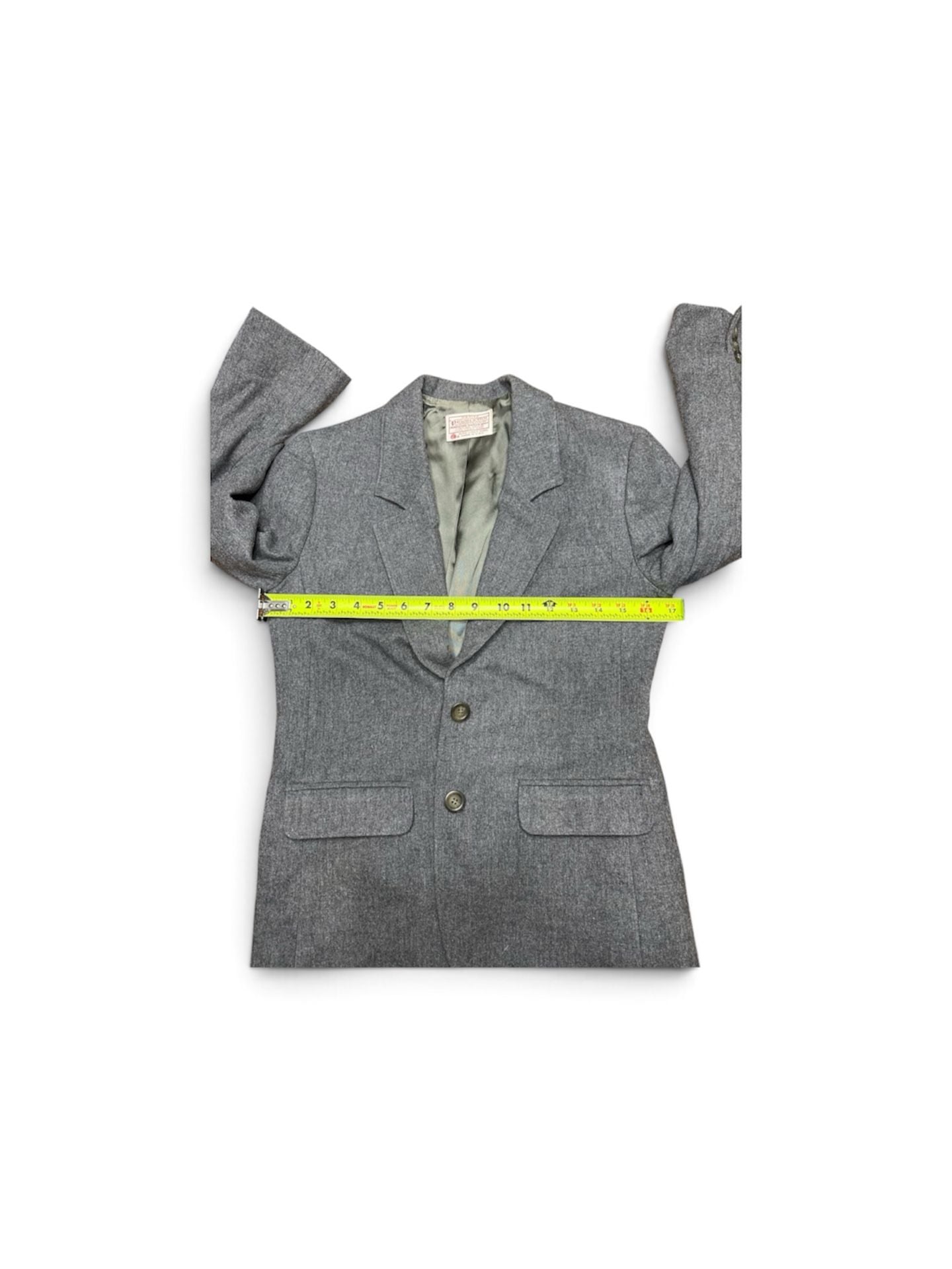 Womens Pendleton Petite 100% Virgin Wool Gray Blazer Jacket Size 2 **Flaws** 9