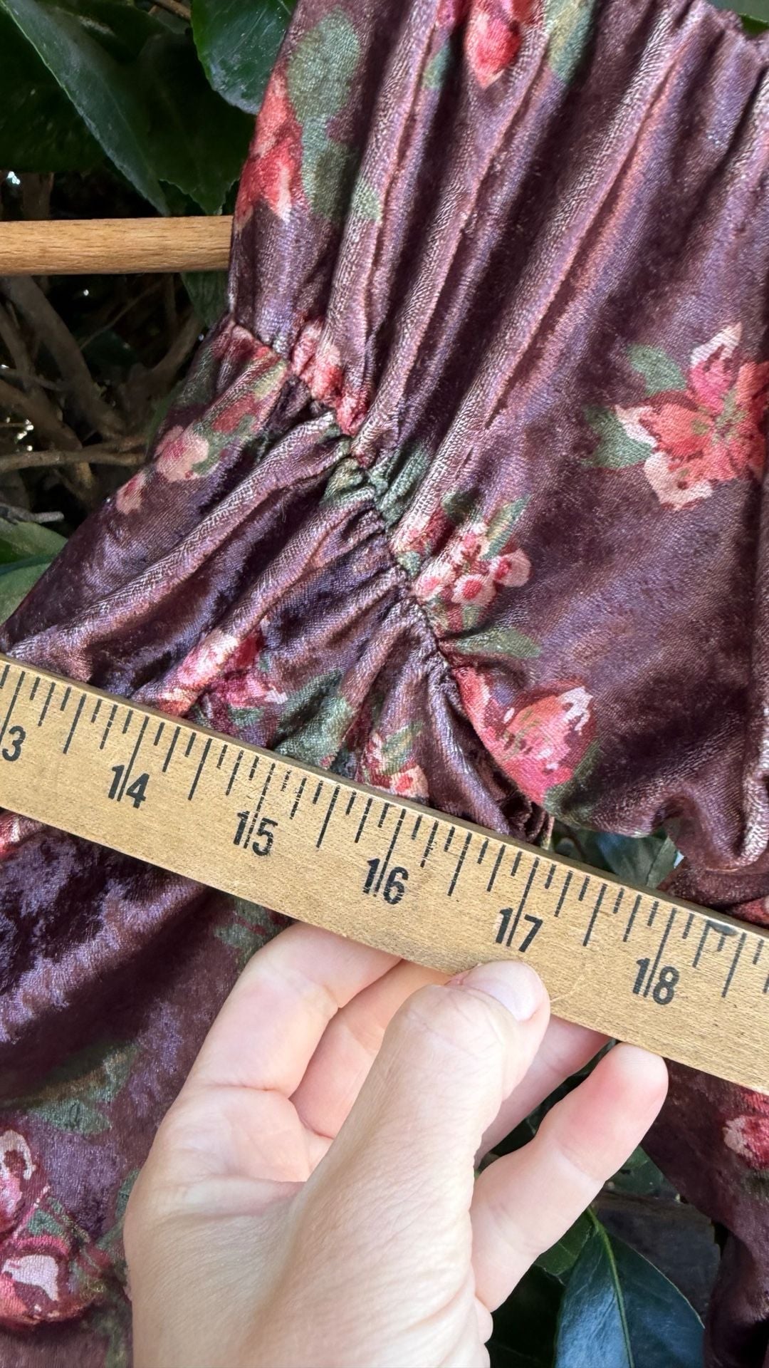 Free People Reina Top Floral Velvet Brown Ruched Off Shoulder Long Sleeve 7