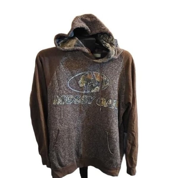 Mossy Oak Brown Camo Spell Out Logo Hoodie Sweatshirt