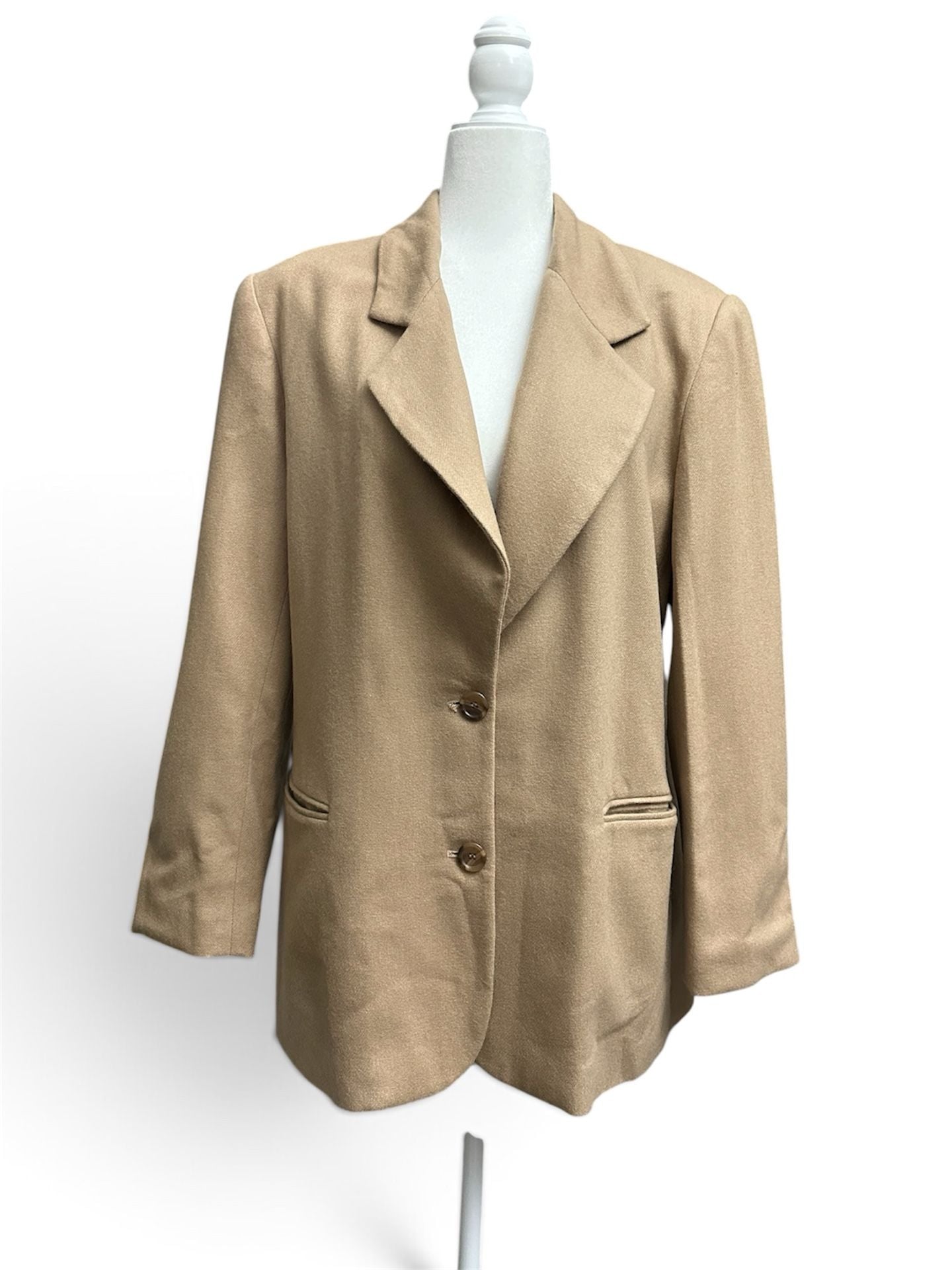 Vintage KGR Wool Blend Tan Camel One Button Blazer Jacket **FLAWS** 2