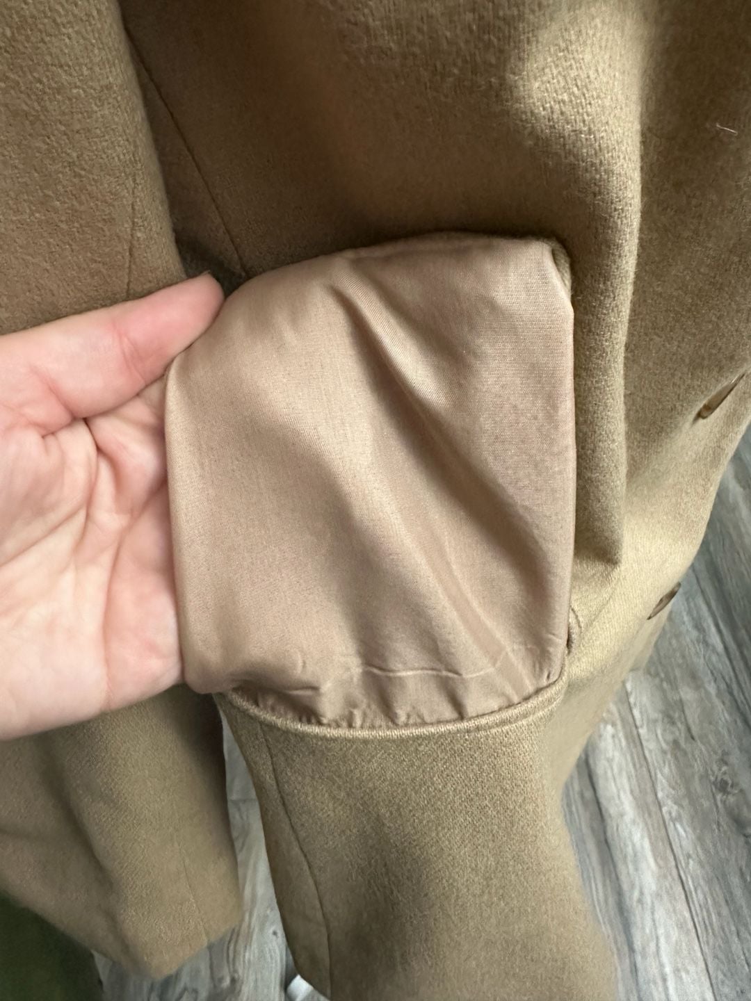 Vintage KGR Wool Blend Tan Camel One Button Blazer Jacket **FLAWS** 8
