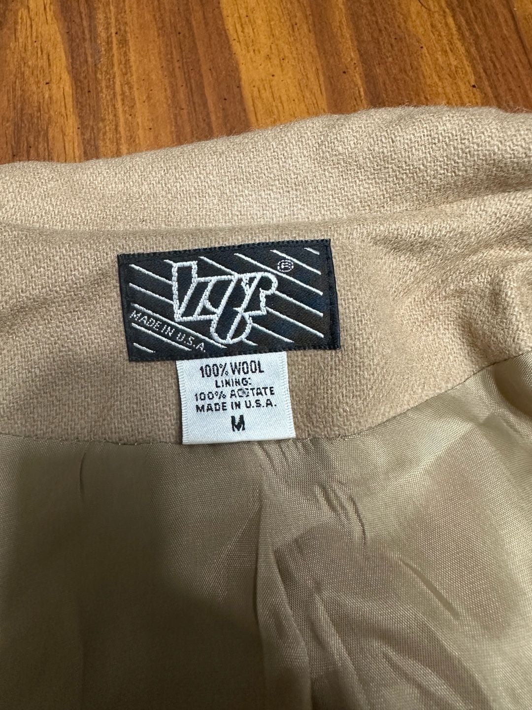 Vintage KGR Wool Blend Tan Camel One Button Blazer Jacket **FLAWS** 9