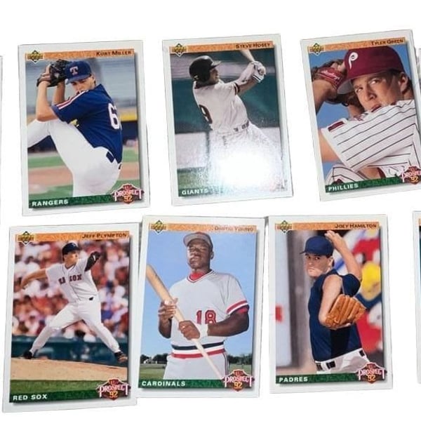 Lot of 9 Upper Deck 1992 Top Prospect Baseball Cards Rondell White Jeff Plympton Kurt Miller Dmitri Young Steve Hosey Joey Hamilton Tyler Green Carlos Rodriguez Ryan Hawblitzel