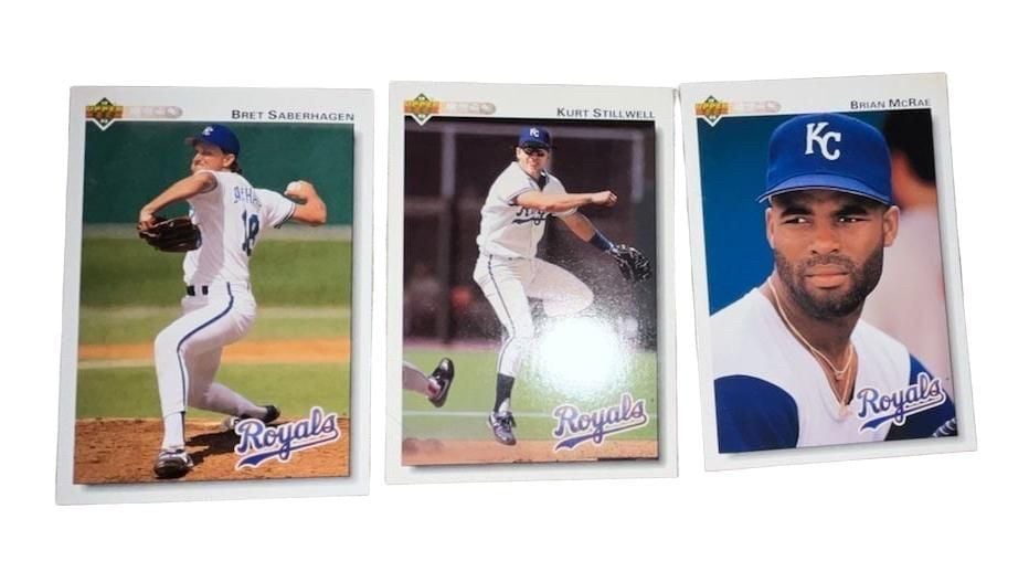 Lot of 3 Upper Deck Kansas City Royals Baseball Cards Bret Saberhagen Kurt Stillwell Brian McRae 1