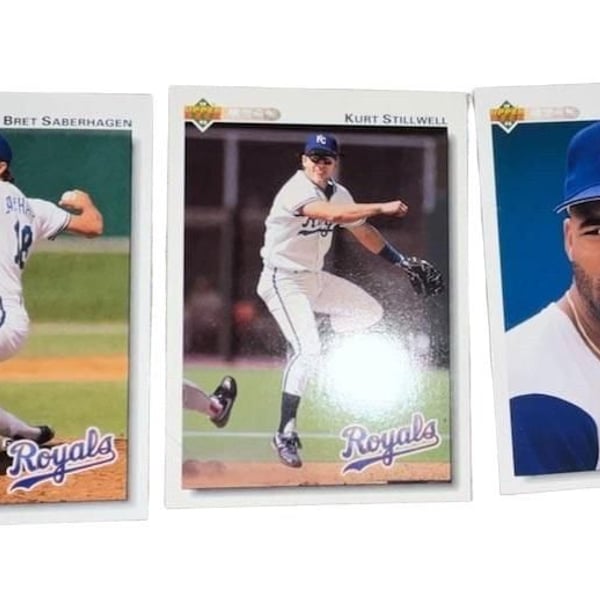 Lot of 3 Upper Deck Kansas City Royals Baseball Cards Bret Saberhagen Kurt Stillwell Brian McRae