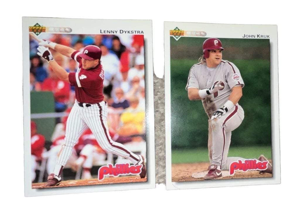 1992 Upper Deck John Kruk and Lenny Dykstra Philadelphia Phillies Baseball Cards Lot 1