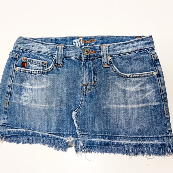 Miss Me Jeans Y2K Embroidered Denim Mini Skirt