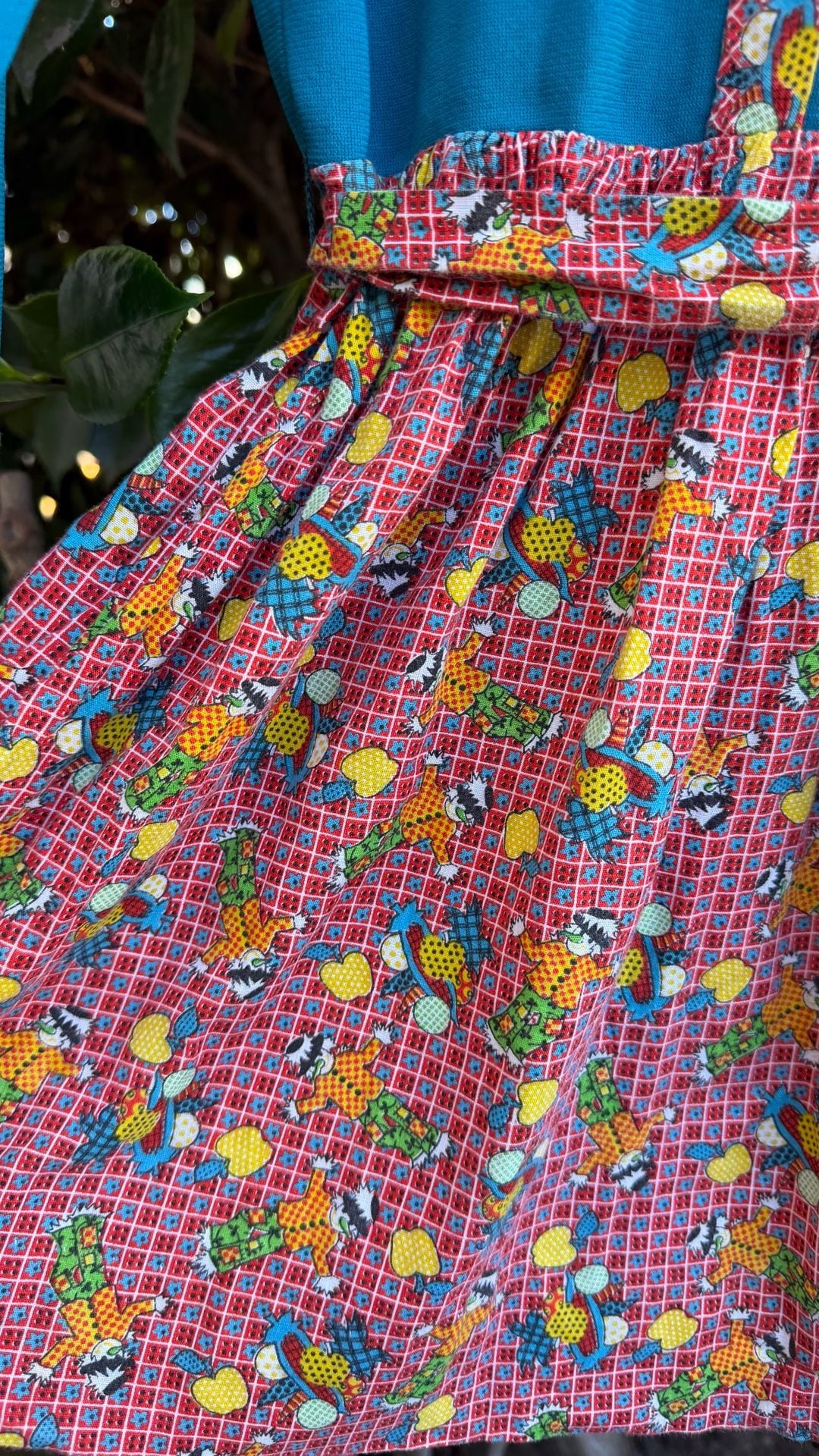 Vintage 70s Growing Girl Scarecrow Pumpkin Dress 4
