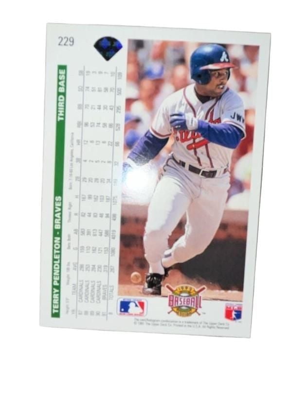 1991 Upper Deck Terry Pendleton #229 Atlanta Braves Baseball Card 2