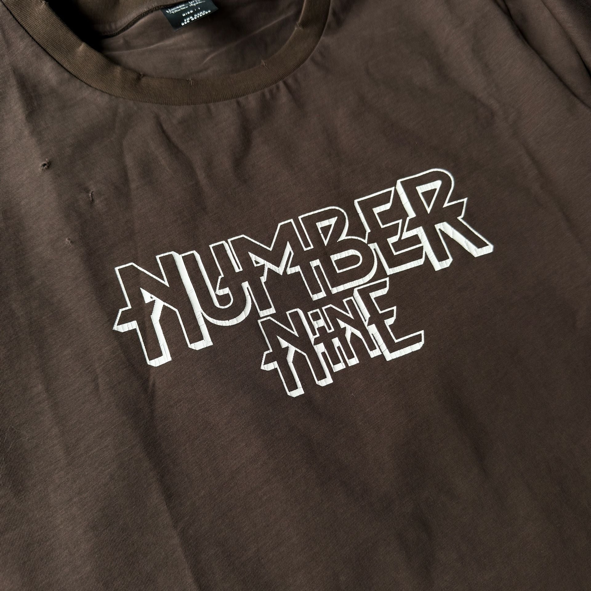 Number (N)ine SS05 Nightcrawler Logo Distressed Tee Brown 3
