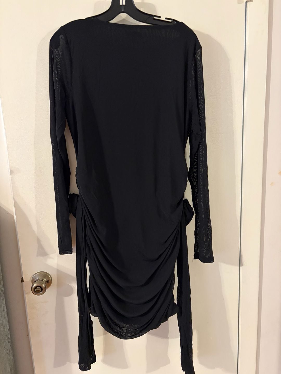 Fashion Nova Ruched Rosette Long Sleeve Mini Dress Black 1X 4