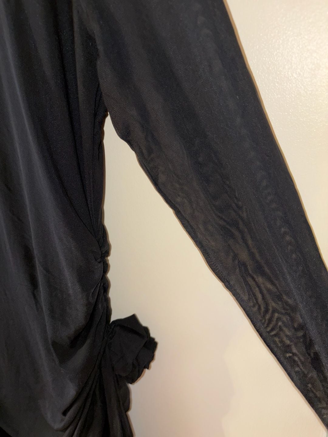 Fashion Nova Ruched Rosette Long Sleeve Mini Dress Black 1X 6