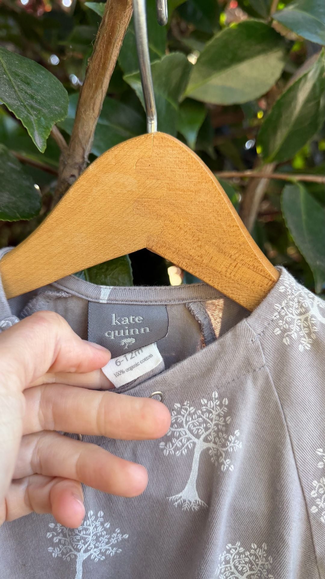 Kate Quinn Gray Tree Print Organic Cotton Kimono Bodysuit Romper 6-12M 3