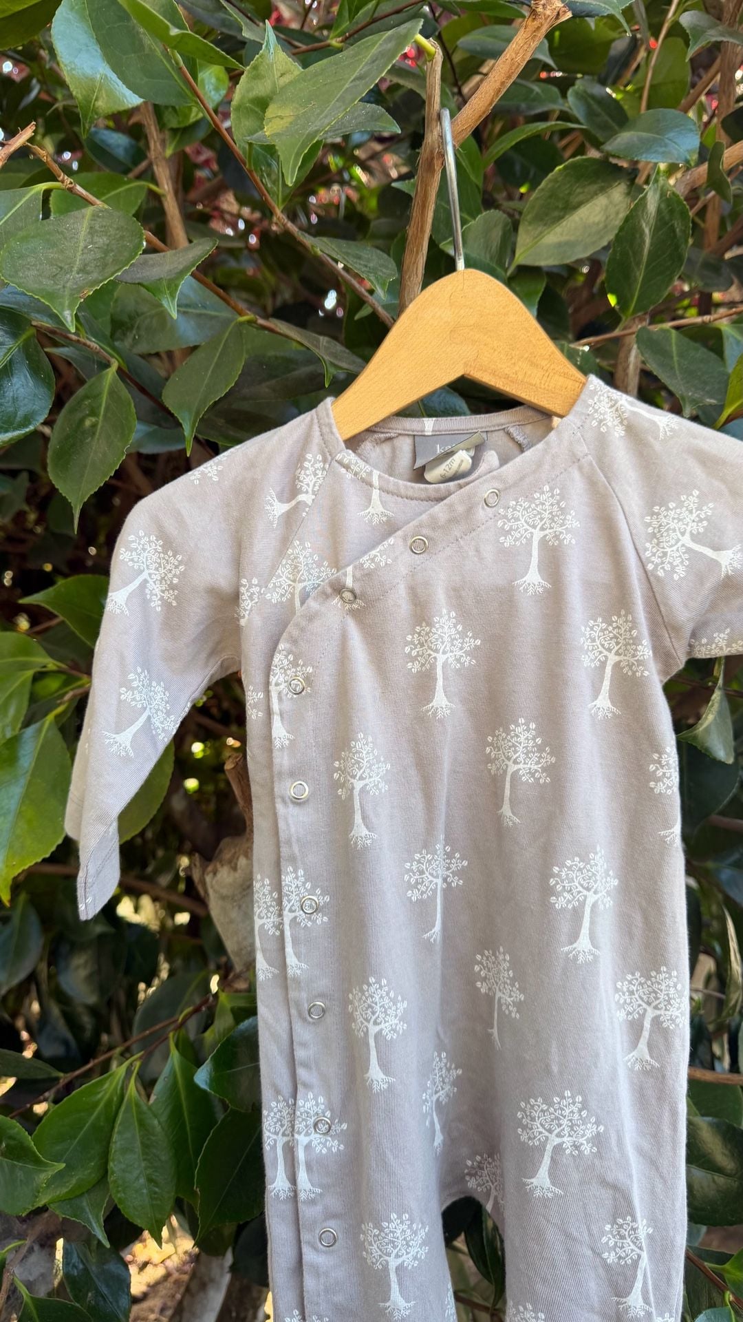 Kate Quinn Gray Tree Print Organic Cotton Kimono Bodysuit Romper 6-12M 4