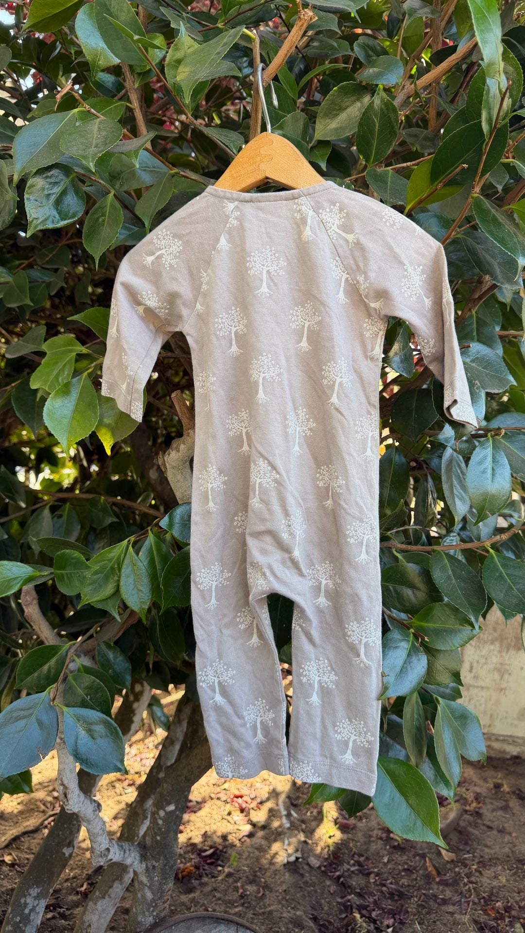 Kate Quinn Gray Tree Print Organic Cotton Kimono Bodysuit Romper 6-12M 5
