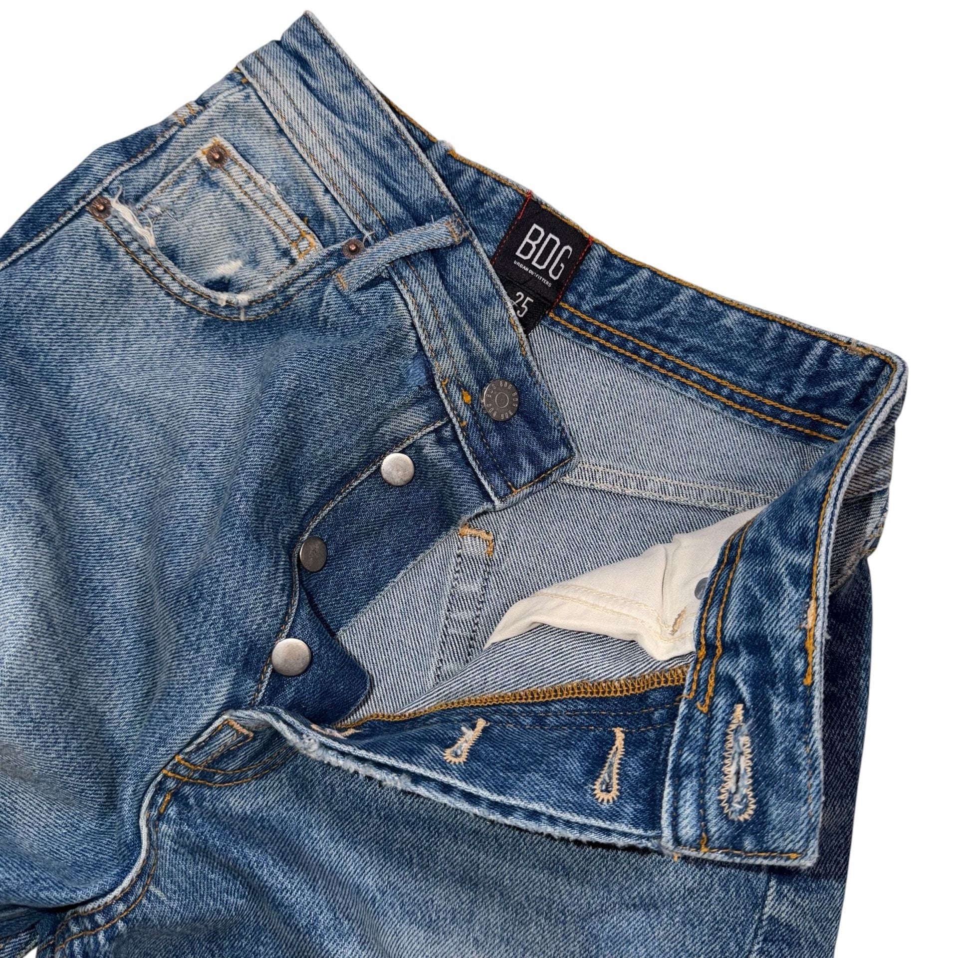 NWOT BDG Urban Outfitters Distressed Button-Fly Straight Leg Jeans Size 25 4