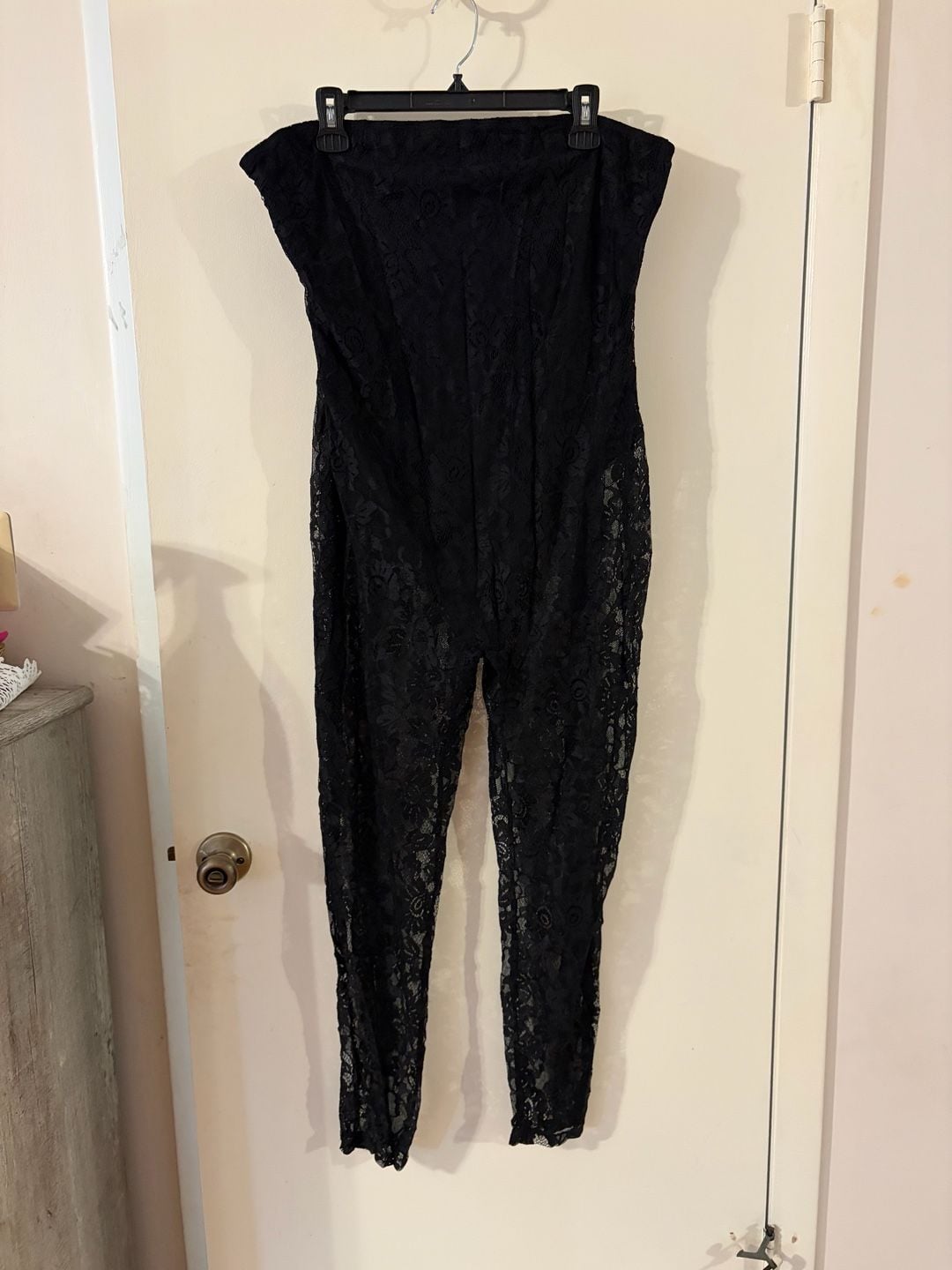 Shein Curve Black Lace Strapless Bandeau Jumpsuit Size 2XL 2