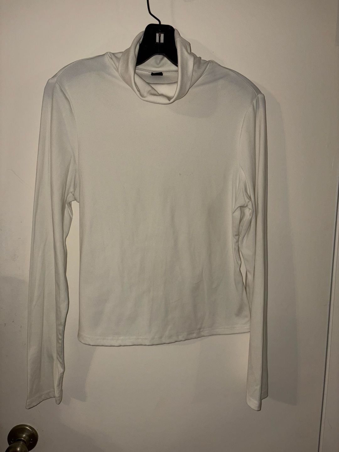 SHEIN Curve Ribbed Long Sleeve Cowl Neck Top White 1XL 2