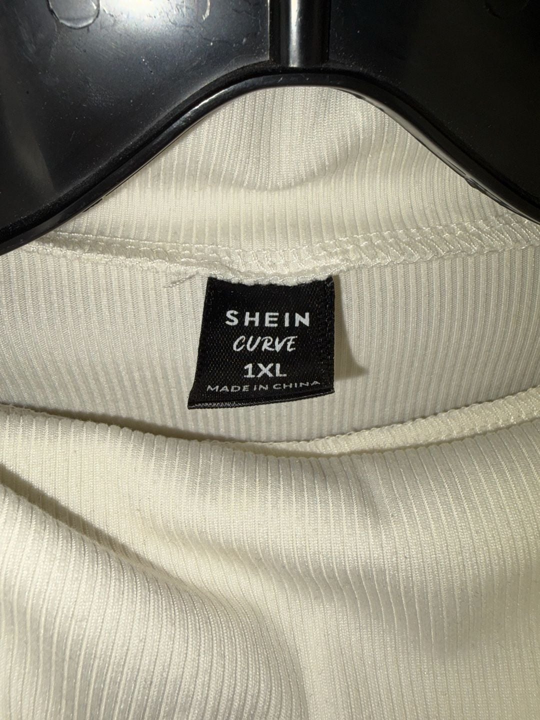 SHEIN Curve Ribbed Long Sleeve Cowl Neck Top White 1XL 4