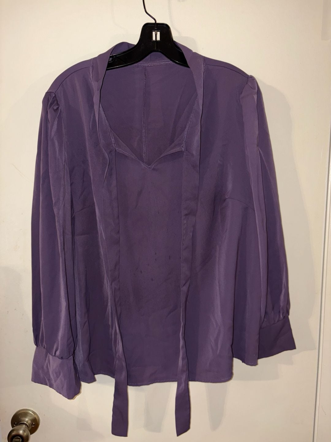SHEIN Curve Satin Tie-Front Blouse Purple 1XL 2