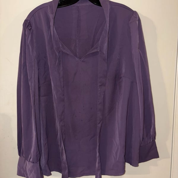 SHEIN Curve Satin Tie-Front Blouse Purple 1XL