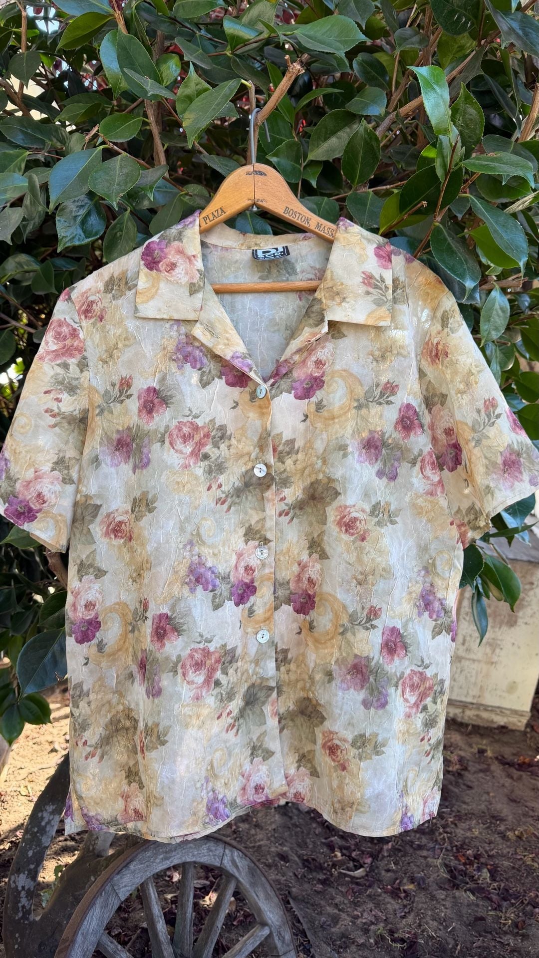 Vintage DJ & Co. by Dawn Joy Sheer Floral Button-Up Blouse 2