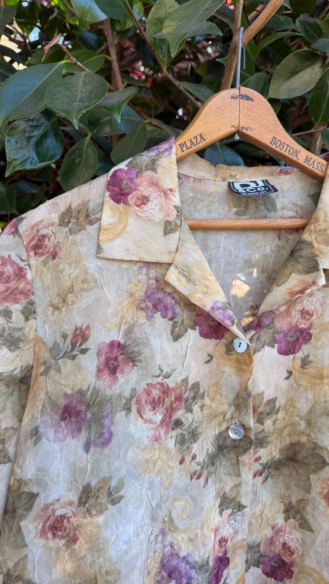 Vintage DJ & Co. by Dawn Joy Sheer Floral Button-Up Blouse 4
