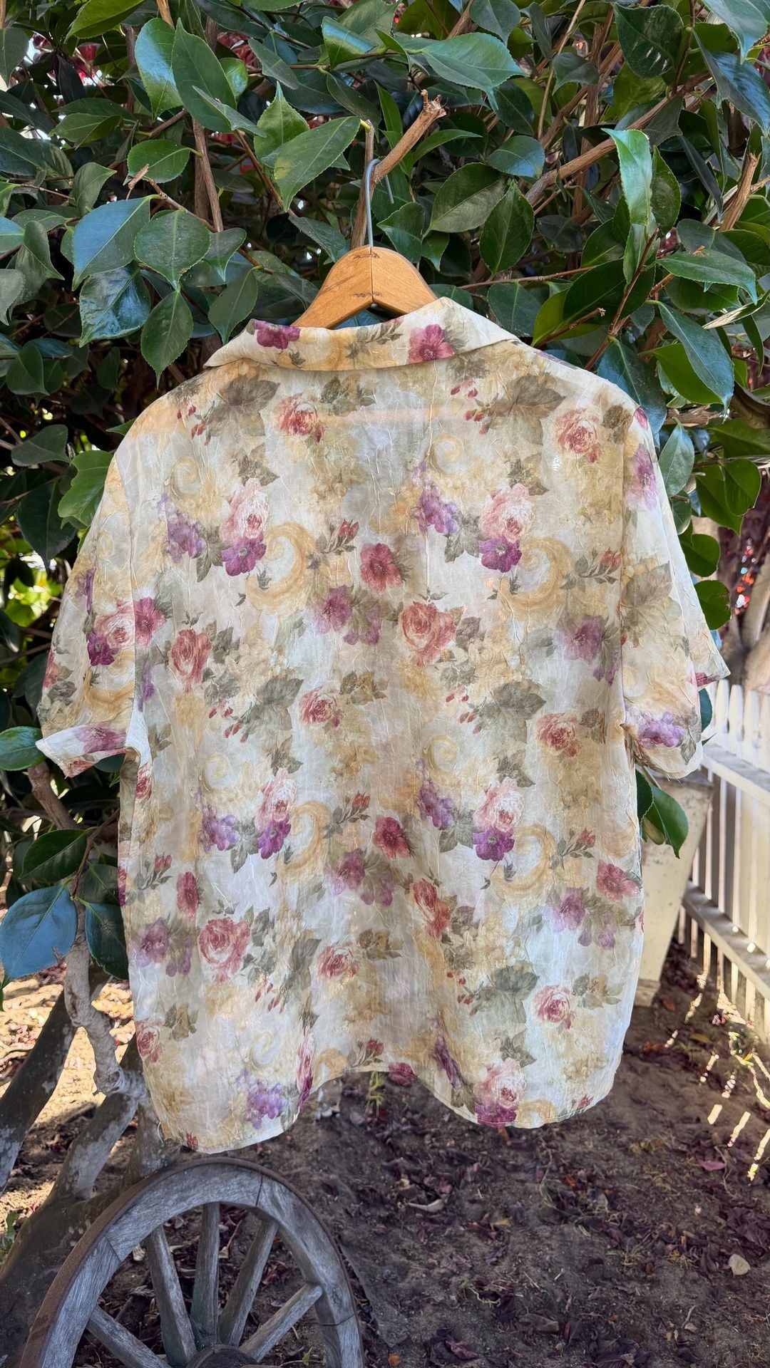 Vintage DJ & Co. by Dawn Joy Sheer Floral Button-Up Blouse 6