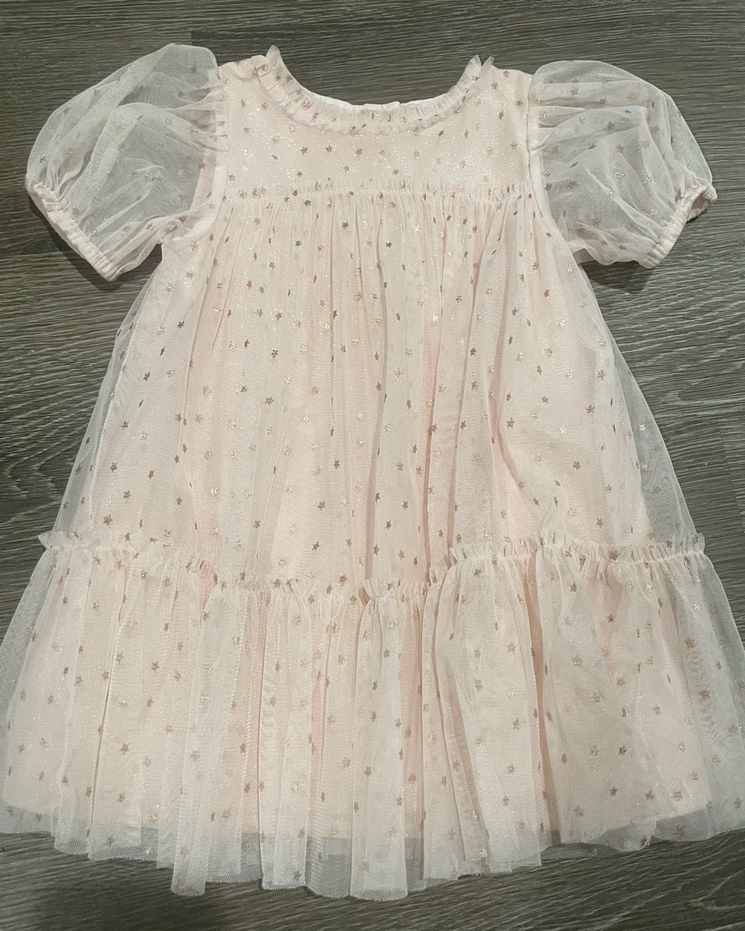 Cat & Jack Girls Pink Princess Star Tulle Dress size 18 months 2