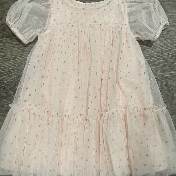 Cat & Jack Girls Pink Princess Star Tulle Dress size 18 months