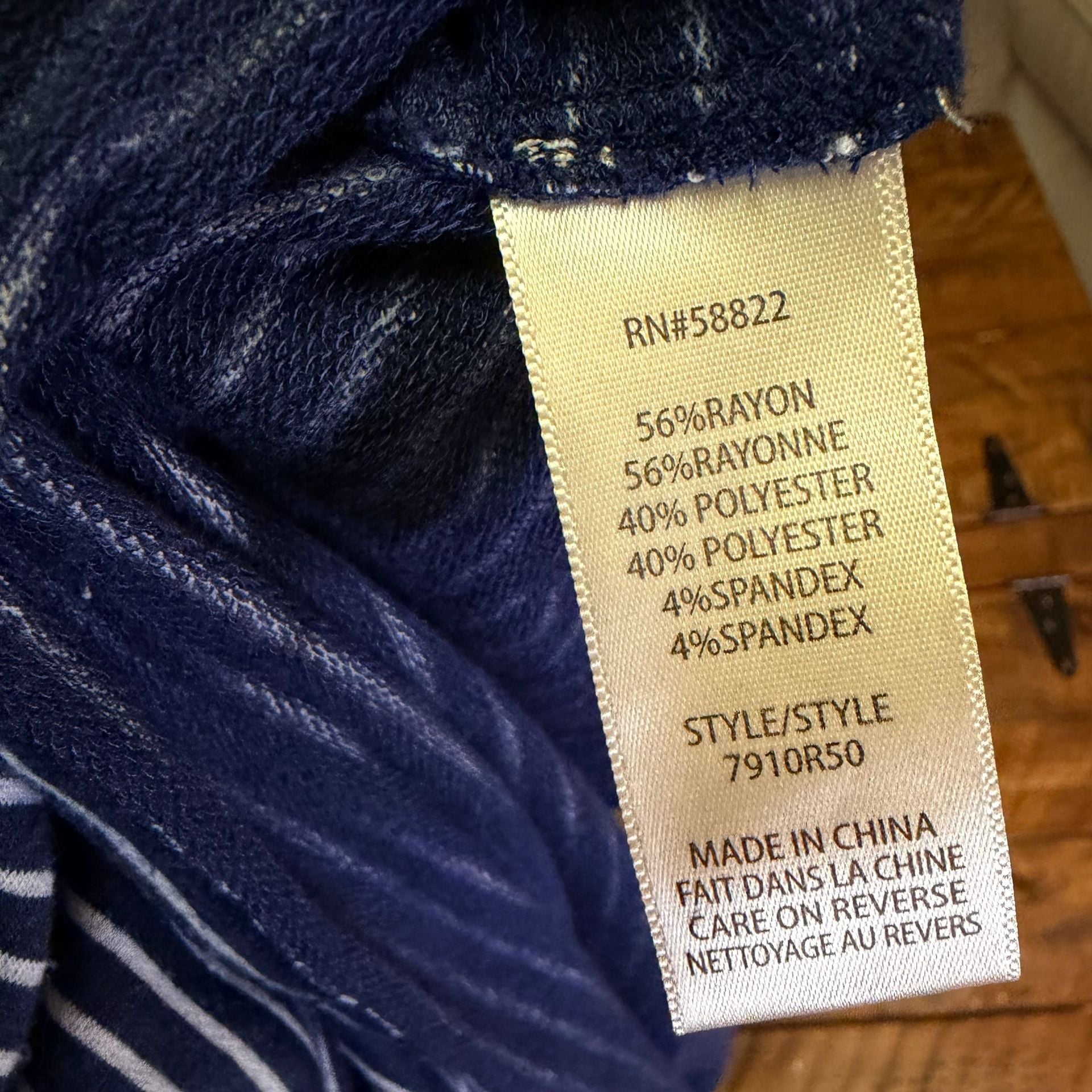 Max Studio Navy Blue White Striped Bell Sleeve Dress Size XL 7