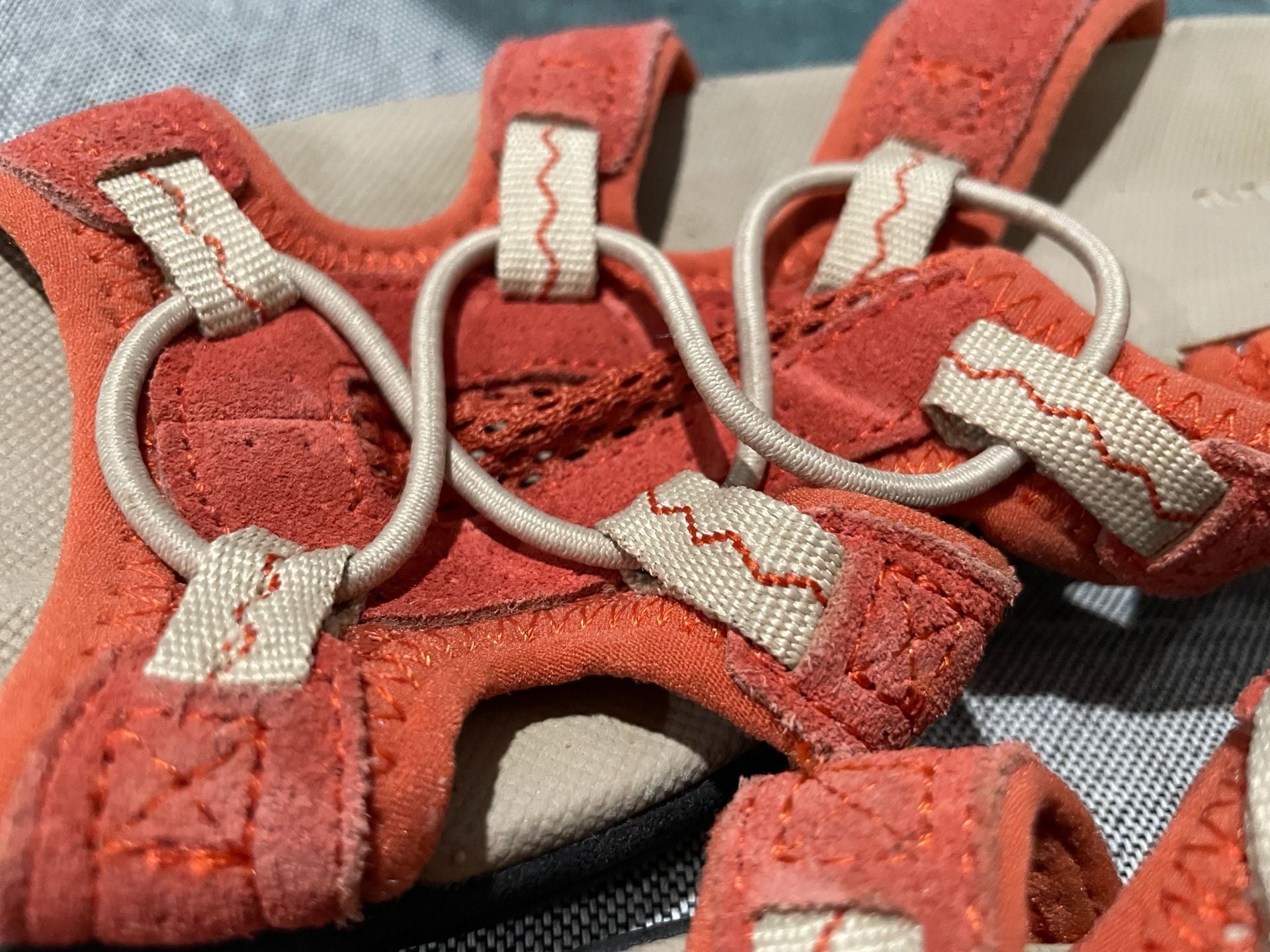 Lands' End Womens Orange Red Suede Adjustable Sport Sandals Size 7 3