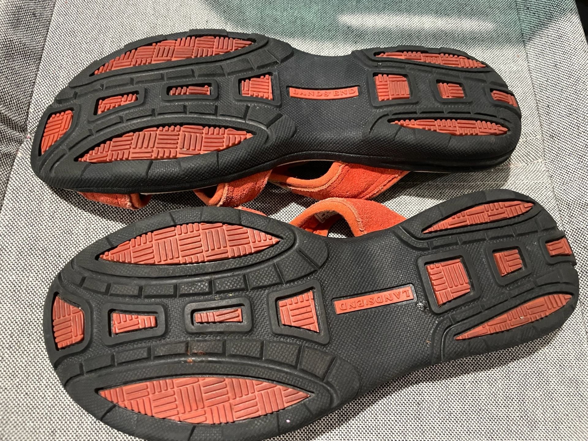 Lands' End Womens Orange Red Suede Adjustable Sport Sandals Size 7 5