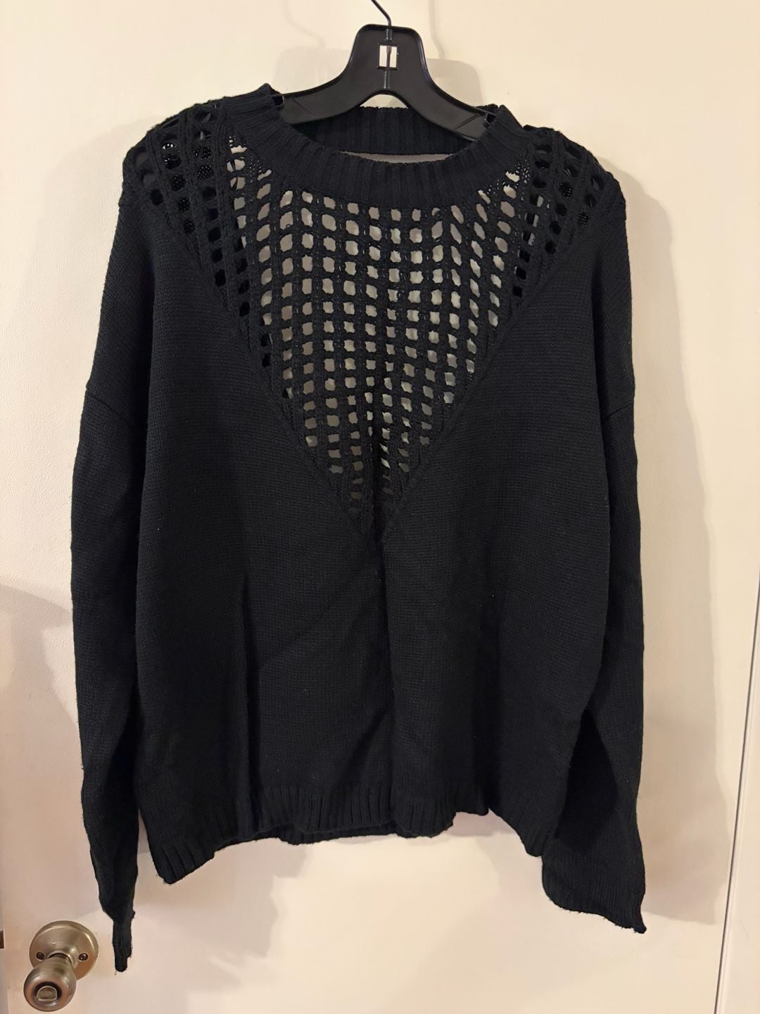 Mika & Gala Black Open-Knit V-Back Sweater 2