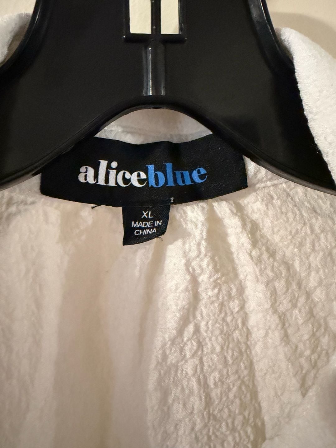 Alice Blue White Textured Button Down Blouse with Rhinestone Collar and Ruffles 4