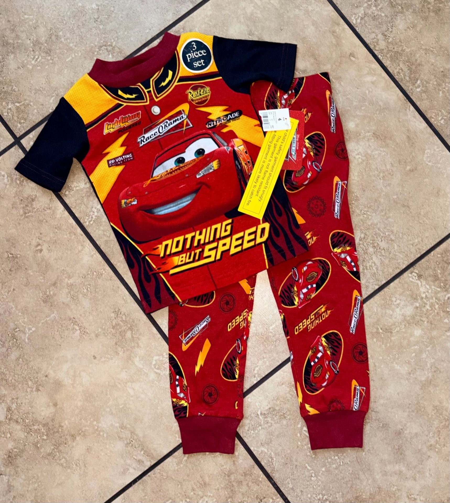 Y2K NWT Disney Pixar Cars Lightning McQueen Pajama Size 4 1
