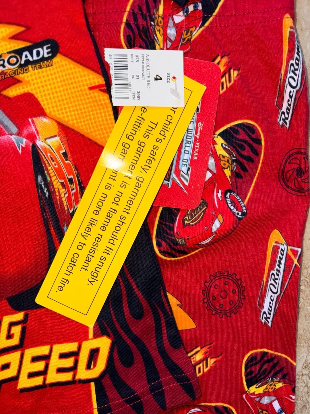 Y2K NWT Disney Pixar Cars Lightning McQueen Pajama Size 4 2