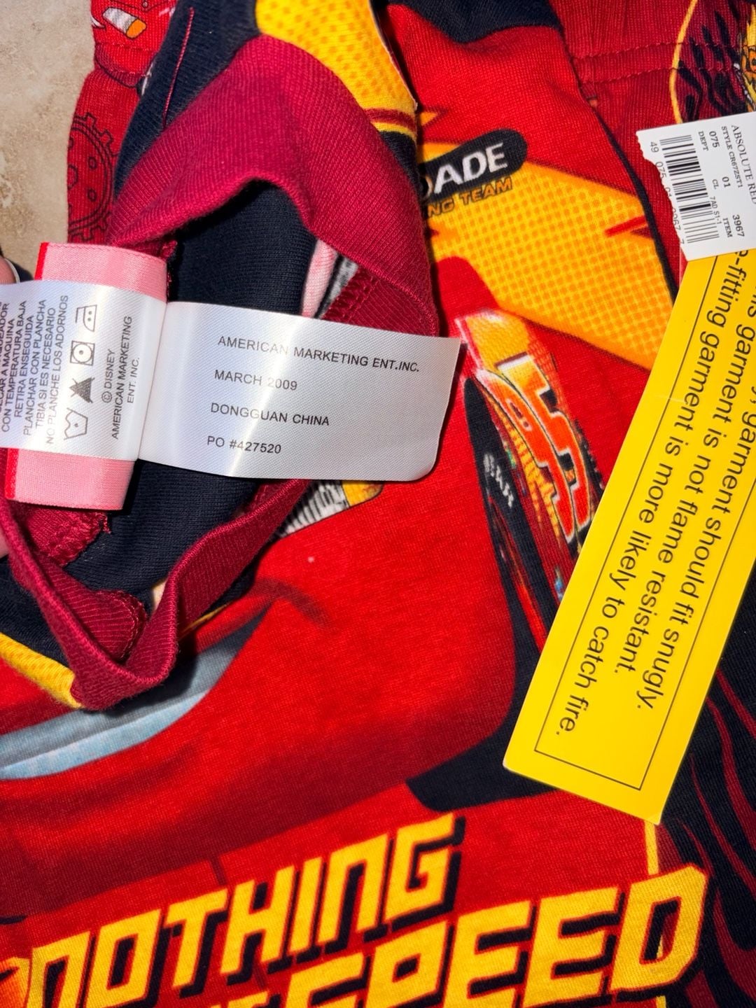Y2K NWT Disney Pixar Cars Lightning McQueen Pajama Size 4 4