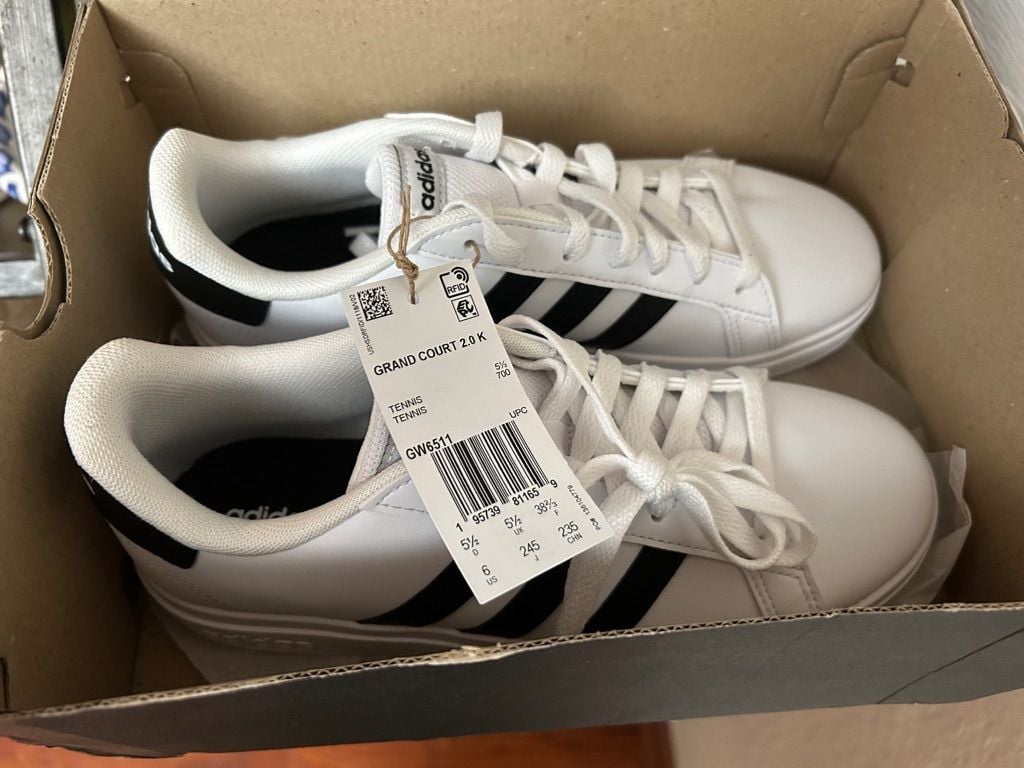 Adidas Grand Court 2.0 K Shoes White Black Size 6 US 2