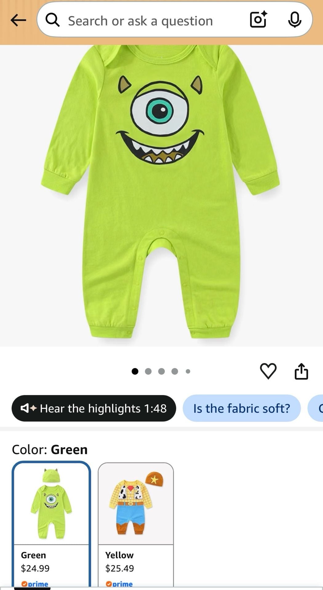 Disney Baby Monsters Inc. Mike Wazowski 2 Pc Set 4