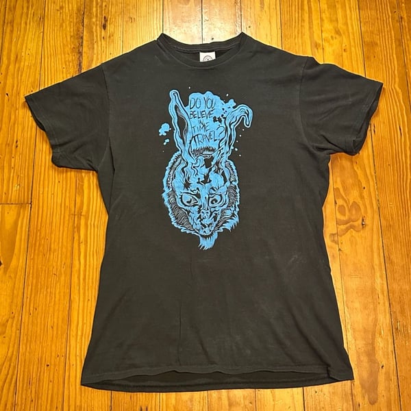 Donnie Darko Frank The Rabbit Do You Believe In Time Travel Graphic T-Shirt Medium