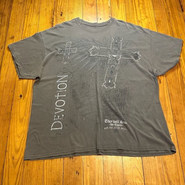 Vintage Y2K Devotion Cross Wings Grunge Affliction Style T-Shirt